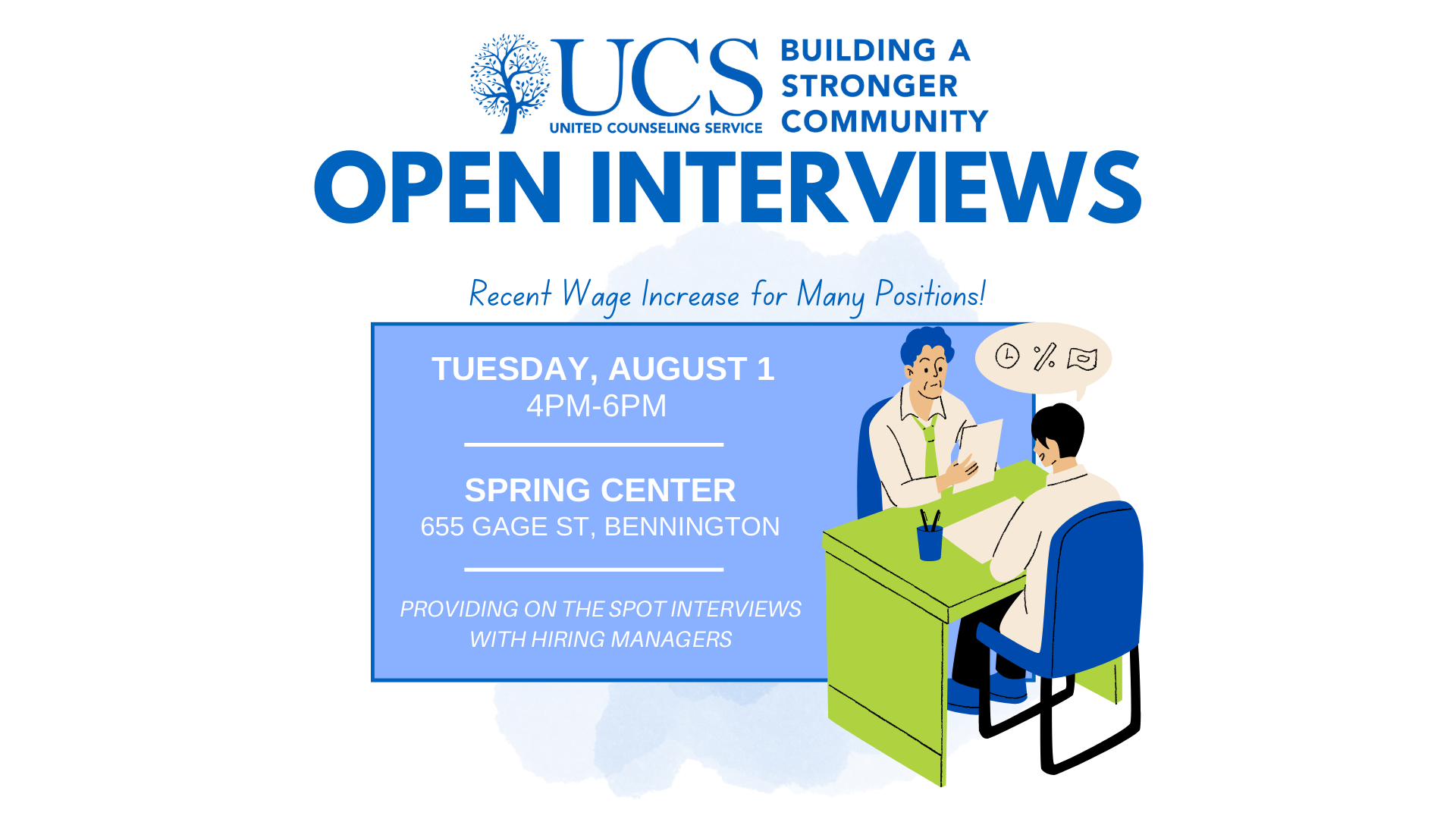 Graphic Displaying Open Interview Event Banner
