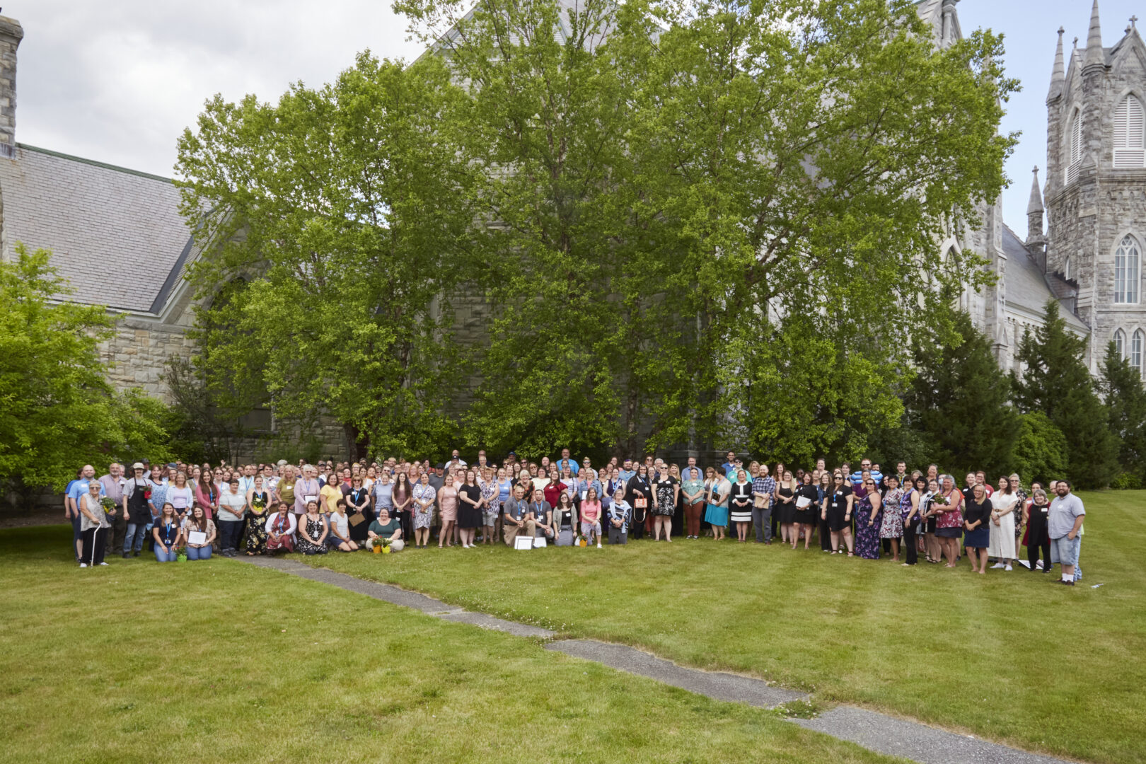 Large group of people standing outside