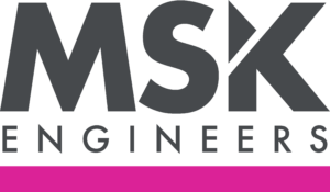 MSK Engineers logo in gray with a magenta bar under