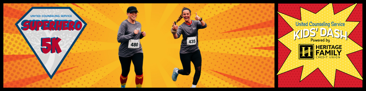 Superhero 5K event banner